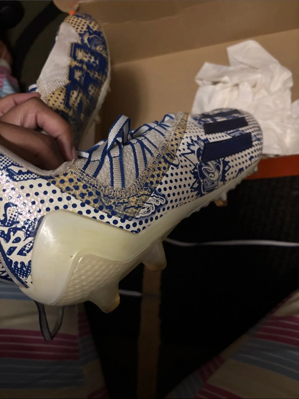 adidas Men's Athletic Cleats - White, Blue & Gold